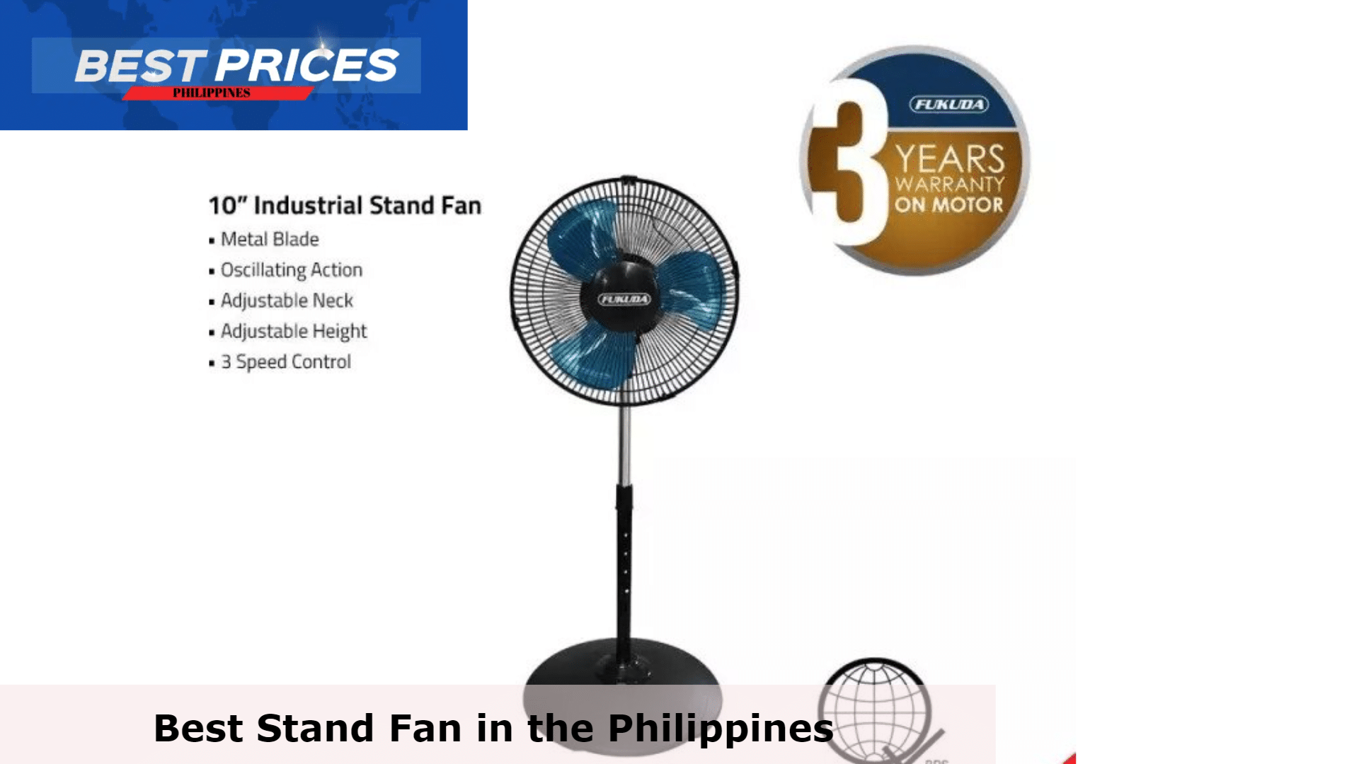 Fukuda FG128 10" Industrial Stand Fan - Best Stand Fan in the Philippines, Stand Fan Philippines, What is the best electric fan Philippines?, How much is union stand fan in Philippines?, Which stand fan is best for bedroom?, How much is Asahi electric fan Philippines?, best stand fan philippines, What is the best electric fan Philippines?, Which electric fan brand is best?, Is hanabishi electric fan a good brand?, Which is better tower fan or stand fan?, most quiet stand fan philippines, stand fan philippines price, asahi stand fan price philippines, electric fan philippines, electric stand fan price philippines, hanabishi stand fan, camel stand fan price philippines,
